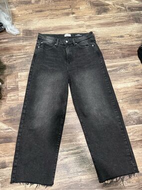 Nicole Miller Washed Black Wide Leg High-Rise Jeans